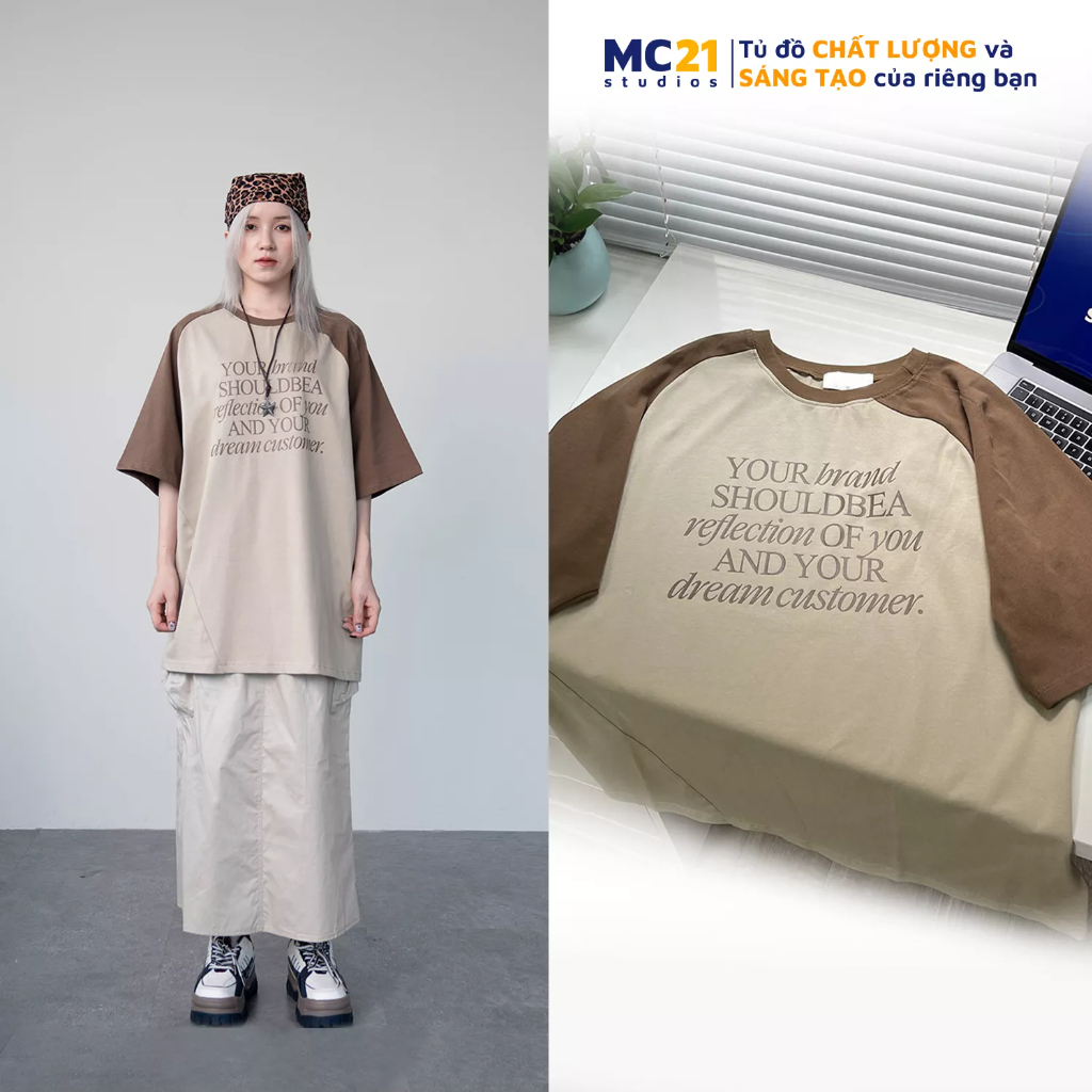 Áo phông MC21.STUDIOS oversize tay lỡ Unisex Ulzzang Streetwear Hàn Quốc tee form rộng t-shirt nam nữ pull A3628