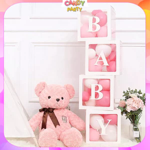 Combo Hộp Baby Trong Suốt + Bóng, Hộp Baby, Hộp Tên Sinh Nhật Hộp Quà Trong Suốt, Bóng Trang trí Sinh nhật