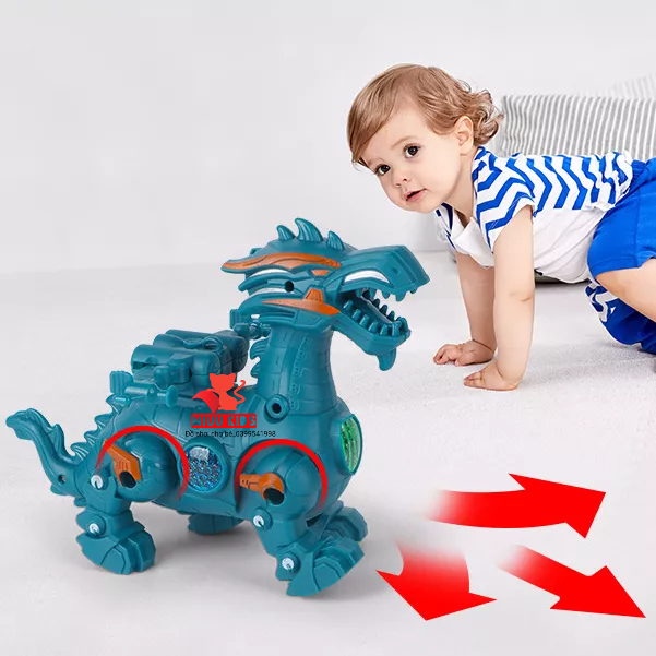 Đồ Chơi Khủng Long , Rồng 4 Chân Chạy Pin Phát Nhạc Đèn Vui Nhộn Bằng Nhựa Cao Cấp Cho Bé