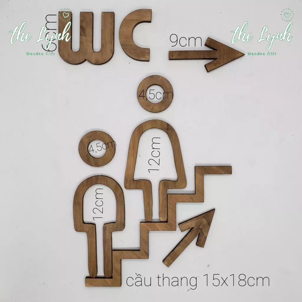 Bảng toilet, biển WC, icon nhà vệ sinh (Combo gồm 2 icon,cầu thang,2 mũi tên,chữ WC)