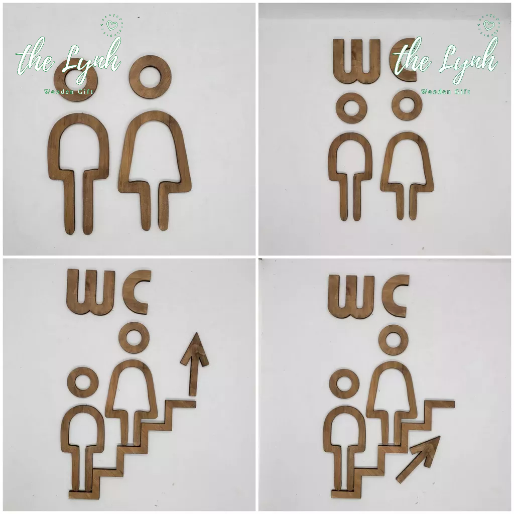Bảng toilet, biển WC, icon nhà vệ sinh (Combo gồm 2 icon,cầu thang,2 mũi tên,chữ WC)