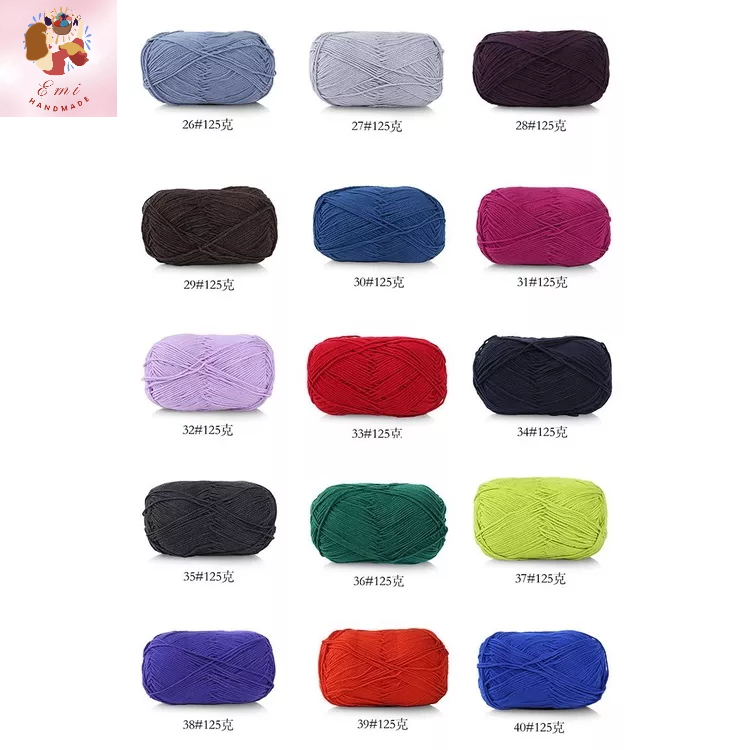 Len milk cotton 125g loại 1 se tròn, săn chắc, đan móc khăn, áo, túi xách, thú bông cho bé (bảng 1 từ 1-50)