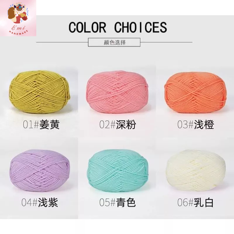 Len milk cotton 50g loại 1 ( bảng 1 mã màu từ 1-50 ) - len đan móc khăn, áo, thú bông, túi xách, đồ trang trí