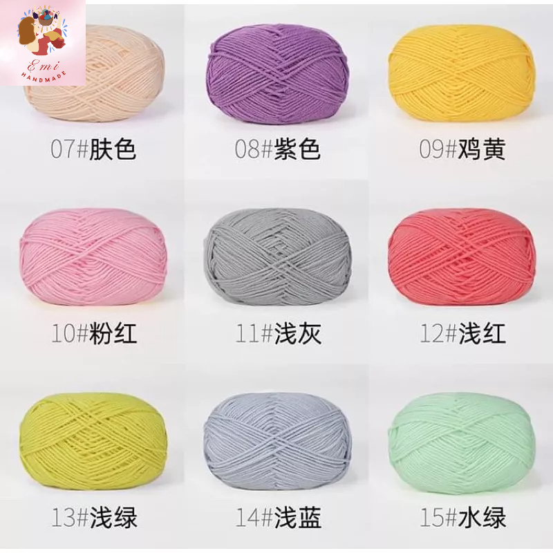 Len milk cotton 50g loại 1 ( bảng 1 mã màu từ 1-50 ) - len đan móc khăn, áo, thú bông, túi xách, đồ trang trí