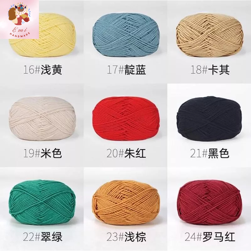 Len milk cotton 50g loại 1 ( bảng 1 mã màu từ 1-50 ) - len đan móc khăn, áo, thú bông, túi xách, đồ trang trí