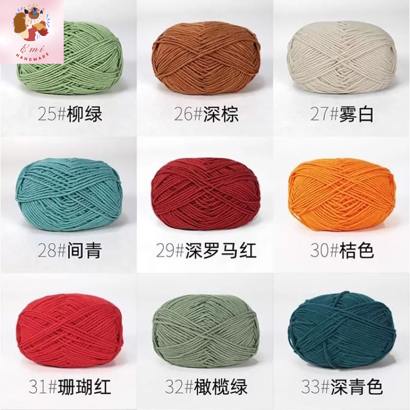 Len milk cotton 50g loại 1 ( bảng 1 mã màu từ 1-50 ) - len đan móc khăn, áo, thú bông, túi xách, đồ trang trí