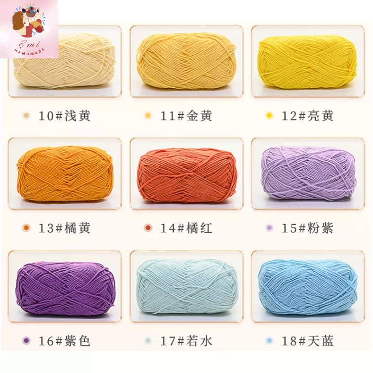 Len baby yarn không bai dão, không phai màu, an toàn cho trẻ nhỏ, cực kì mềm mại 40g (bảng 01 đến 50)