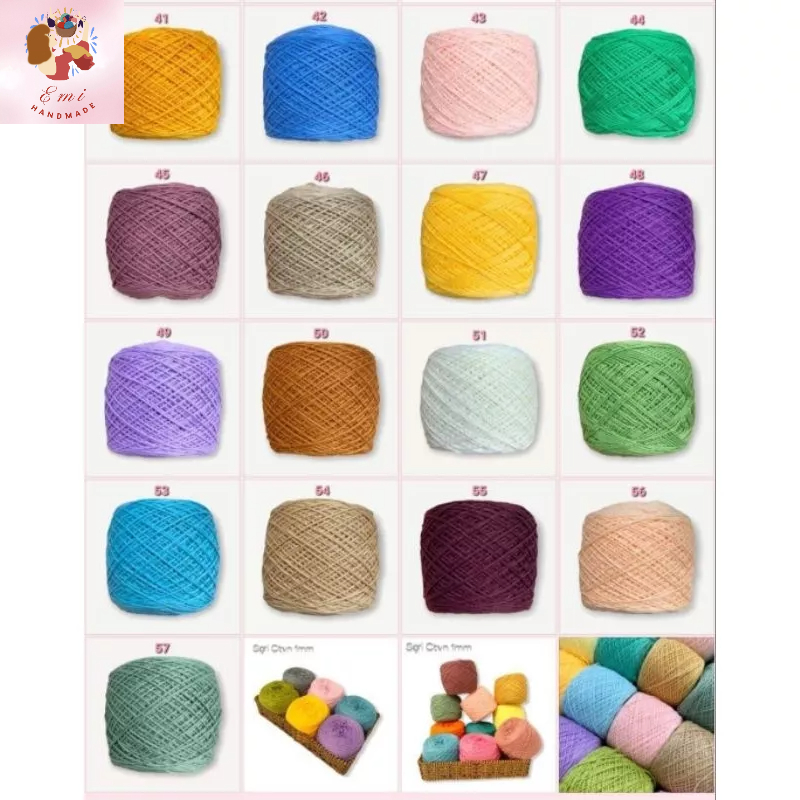 Sợi cotton Việt Nam CTVN hãng THHX 1mm ( bảng màu từ 1-56 )  chuyên móc thú, bikini, váy áo mùa hè, lót ly không xù