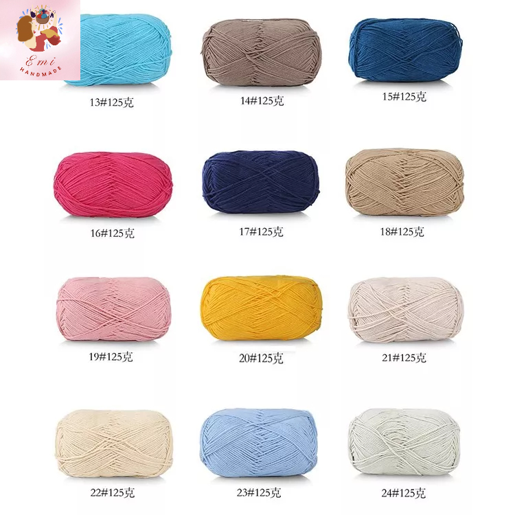 Len milk cotton 125g loại 1 se tròn, săn chắc, đan móc khăn, áo, túi xách, thú bông cho bé (bảng 2 từ 51-103)