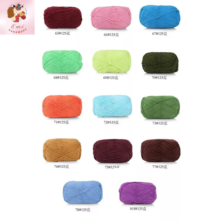 Len milk cotton 125g loại 1 se tròn, săn chắc, đan móc khăn, áo, túi xách, thú bông cho bé (bảng 2 từ 51-103)