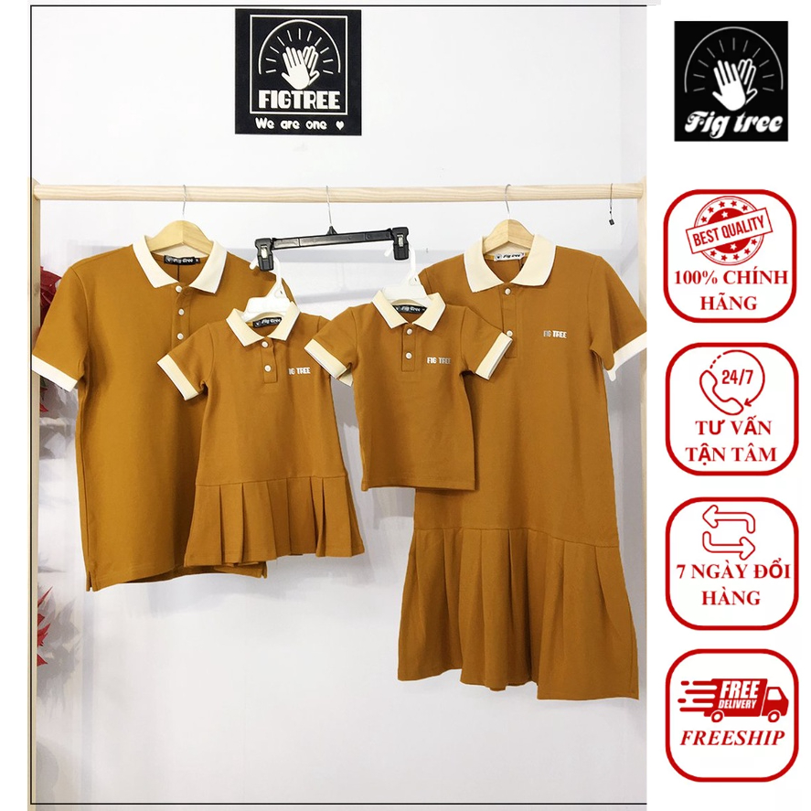 Đồng Phục Gia Đình Fig Tree Thun Polo Cá Sấu Cao Cấp Màu Cam Đất, Chất vải dày mịn, Nhiều size