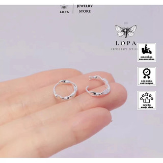 khuyên tai unisex thiết kế xoắn đơn giản bạc lopa