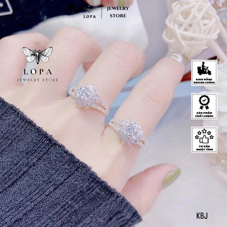 Nhẫn nữ SK88 Bạc LoPa,dáng nhẫn sen hai chân đính đá lấp lánh,nhẹ nhàng tinh tế,Bạc LoPa.