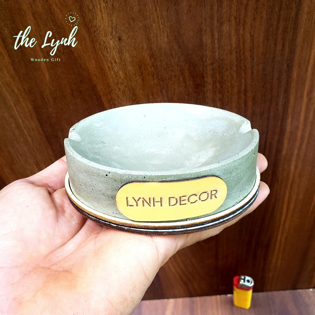 Gạt Tàn Xi Măng FREE Khắc Tên - Khay Trang Sức - Khay Chìa Khoá - Decor - Quà Tặng