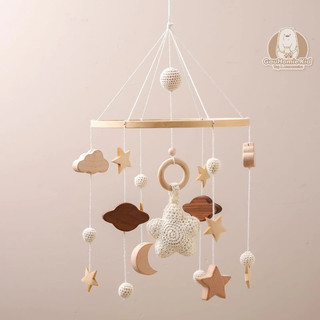 ĐỒ TREO NÔI HANDMADE BẰNG GỖ VÀ LEN CHO BÉ SƠ SINH