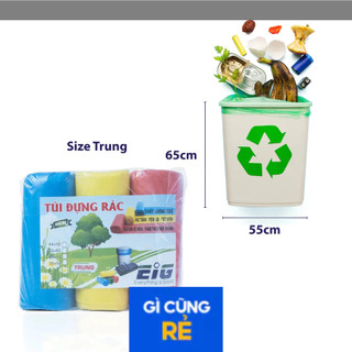 3 cuộn (1kg) túi đựng rác sinh học tự phân hủy nhiều size, nhiều màu