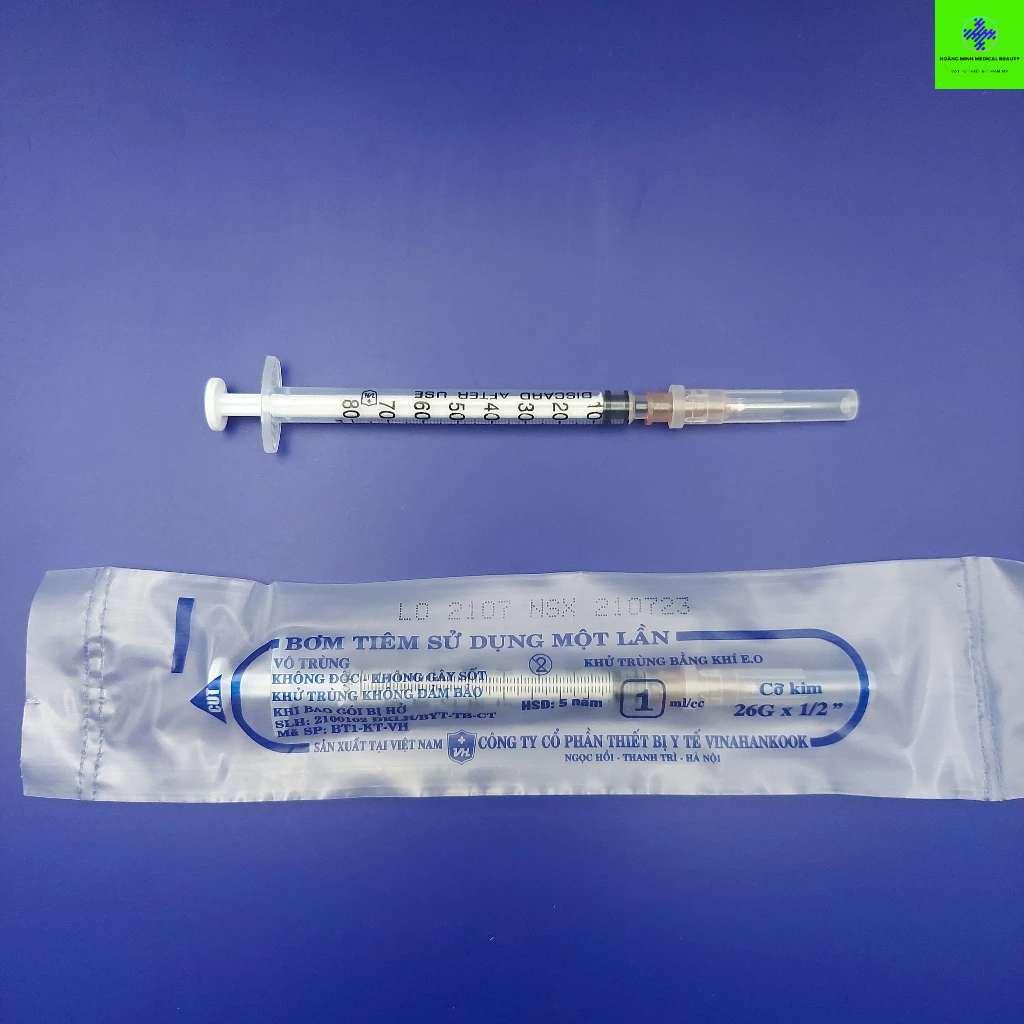 Bơm tiêm 1ml VINAHANKOOK  lắp đầu kim meso 34G 32G 30G tiêm meso ,tiêm căng bóng
