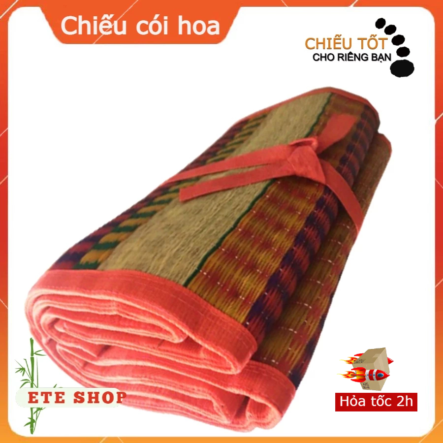 [Đang giảm giá] Chiếu cói hoa, chiếu xếp gọn, dày, bền đẹp, cói tự nhiên phù hợp cho học sinh, ngủ văn phòng, dã ngoại
