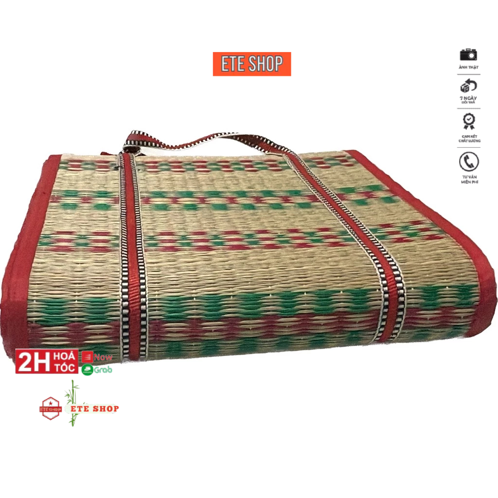 [Đang giảm giá] Chiếu cói hoa, chiếu xếp gọn, dày, bền đẹp, cói tự nhiên phù hợp cho học sinh, ngủ văn phòng, dã ngoại
