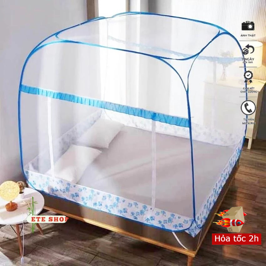 Mùng chụp, mùng xếp gọn đỉnh vuông không chân viền cao cấp Một Cửa - Hàng chính hãng