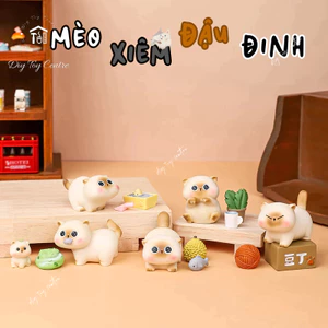 Blind Box Hộp Mù Mô Hình Mèo Xiêm Mini Kèm Phụ Kiện Đồ Chơi Quà Tặng Deocr Cute🐱MÈO XIÊM ĐẬU ĐINH