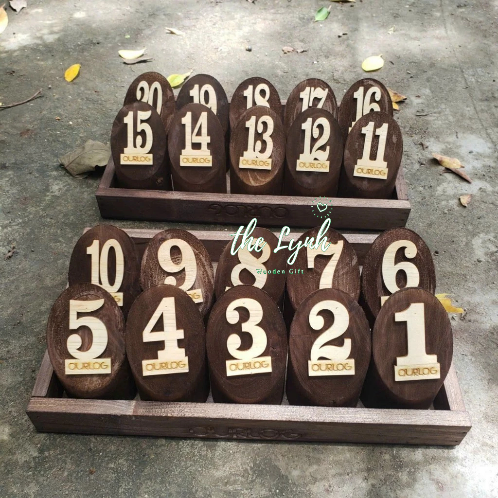 Thẻ bàn cà phê Trụ tròn gỗ độc lạ - Tặng khay khi mua 20 SỐ + khắc logo miễn phí