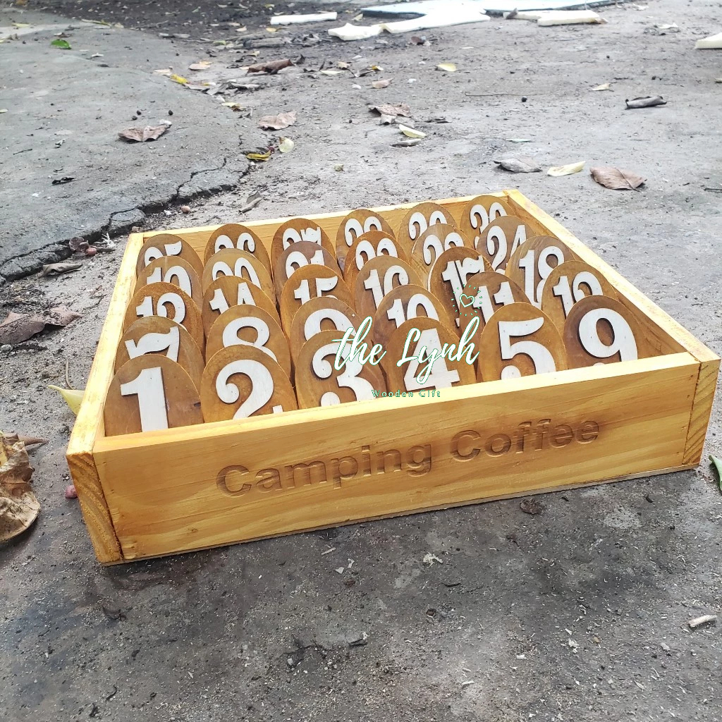 Thẻ bàn cà phê Trụ tròn gỗ độc lạ - Tặng khay khi mua 20 SỐ + khắc logo miễn phí