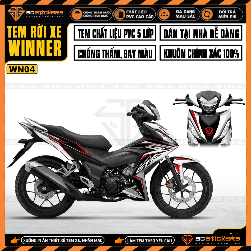 Tem Winner V1/150 Mẫu GTR WN04 Tem Xe Máy Honda Winner Chất Liệu