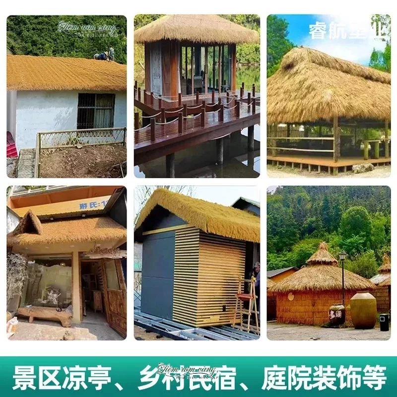 Rơm Nhân Tạo Cỏ Rơm vàng chuyên lợp mái nhà trang trí cổng, chòi tranh ...