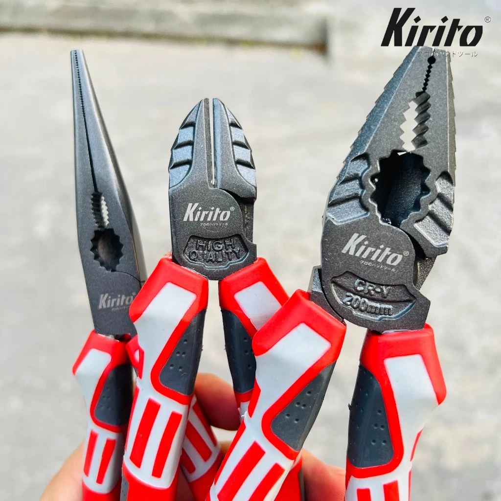 Bộ 3 kìm đa năng công nghiệp Nhật Kirito kiểu Đức thép CR-V cao cấp giảm 30% lực cắt