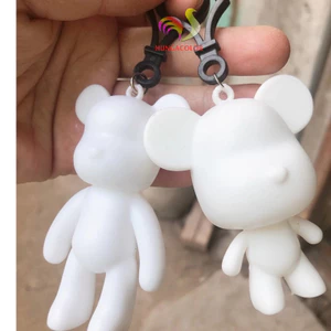 Set 10 Móc Khóa Phôi Nhựa Thỏ Bunny, Gấu Bearbrick Phụ Kiện Đổ Màu Loang Sáng Tạo HUNGACOLOR