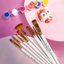 Bộ 10 Cọ Vẽ Màu Acrylic Cán Gỗ Nhiều Loại Đầu Cọ Mềm Mịn HUNGACOLOR