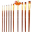 Bộ 10 Cọ Vẽ Màu Acrylic Cán Gỗ Nhiều Loại Đầu Cọ Mềm Mịn HUNGACOLOR