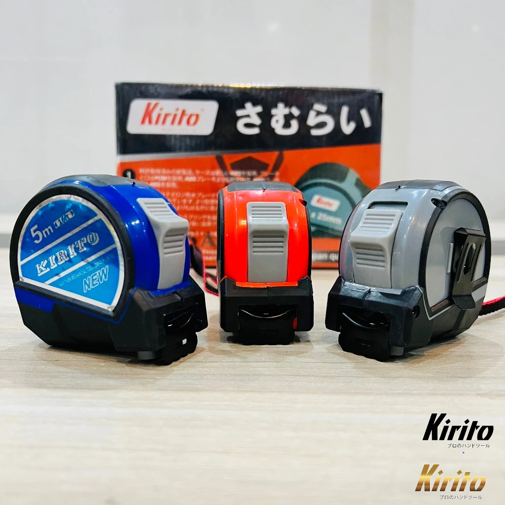 [HỘP 12 CÁI] Thước Cuộn Kirito 5m 7.5m Chính Hãng, Vỏ Cao Su Đúc, Thước Dây Thép Dẻo Độ Bền Cao