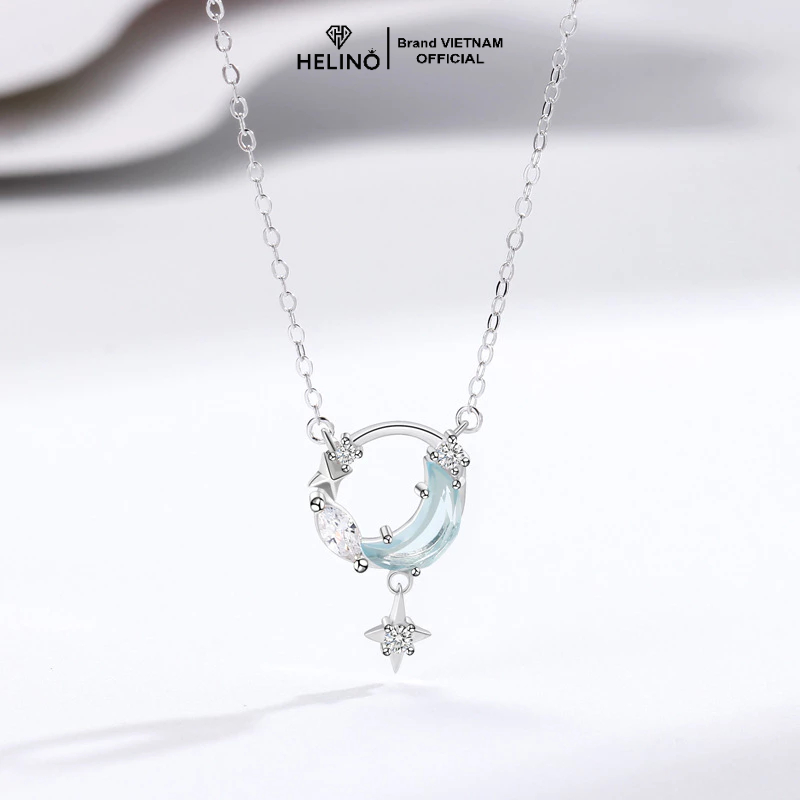Ảnh Dây chuyền bạc nữ HELINO đính đá mặt trăng Moonstone lấp lánh C48 2
