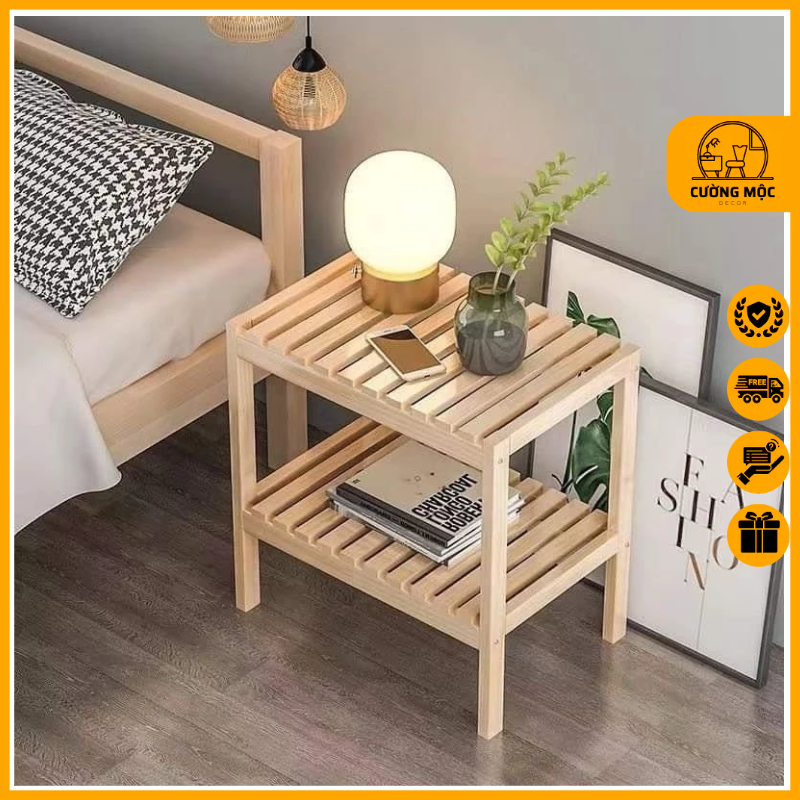 Kệ Tab Đầu Giường Gỗ Thông 2-3 Tầng Nhập Khẩu - Kệ Đa Năng Decor Phong Cách Tối Giản - TC Home