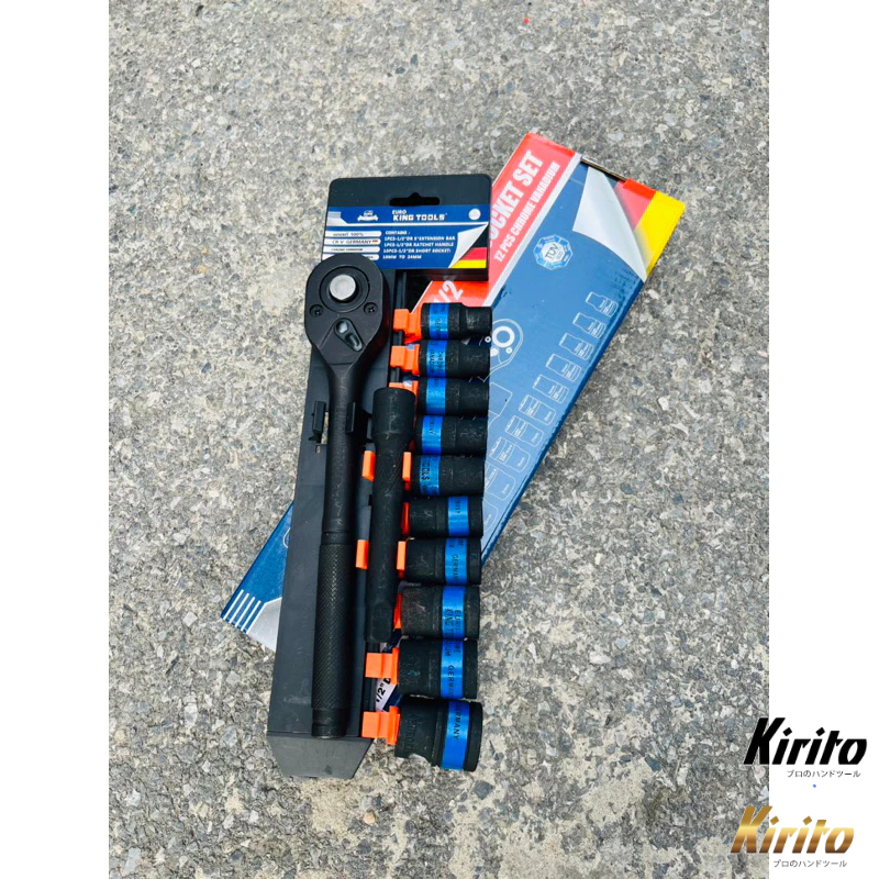 Bộ tuýp khẩu 12 chi tiết sửa chữa xe máy mở bu lông đa năng 1/2 thép CRV cao cấp EUROKING 12PCS