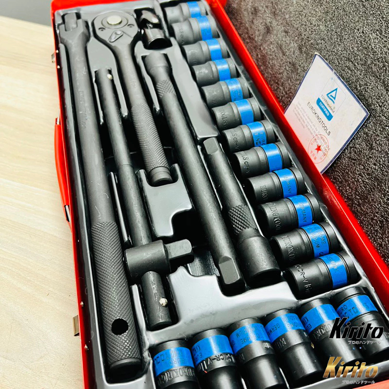 Bộ Tuýp 1/2 Inch 24 Chi Tiết Thép CRV Cao Cấp – Bộ Khẩu Đen Sửa Chữa Ô Tô Xe Máy Euroking