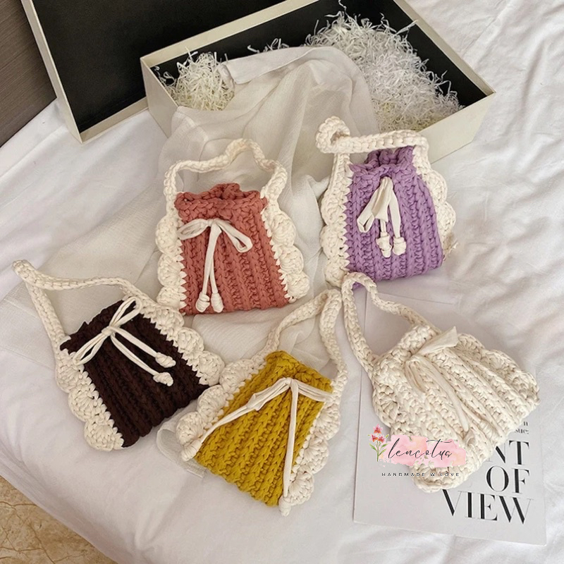 Túi Len Mini phối viền bèo | Shopee Việt Nam