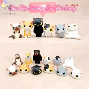 Sưu tầm set phụ kiện trang trí tượng đồ chơi thú đeo mặt mạ mèo cute Bữa Tiệc Cosplay Của Thú Cưng
