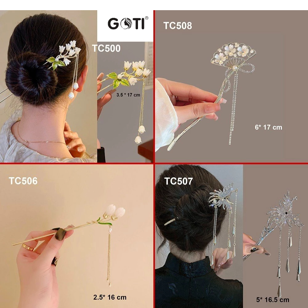 Ảnh GOTI Trâm Cài Tóc Búi Gọng Kim Loại Thanh Lịch Phong Cách Cổ Trang, Hiện Đại Dành Cho Nữ 1