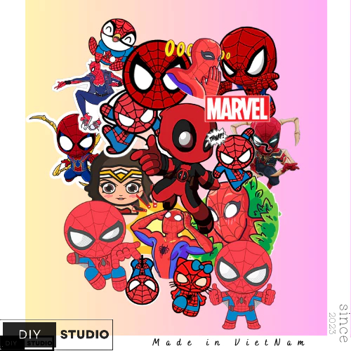 Set 100 sticker spiderman dán trang trí chất liệu cao cấp chống thấm nước bền đẹp
