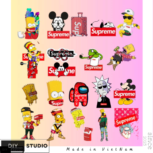 100 Sticker supreme thời trang siêu đẹp chống nước cực tốt
