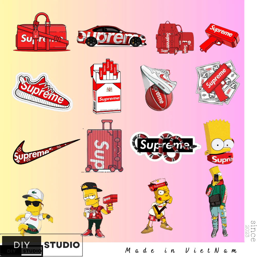 100 Sticker supreme thời trang siêu đẹp chống nước cực tốt