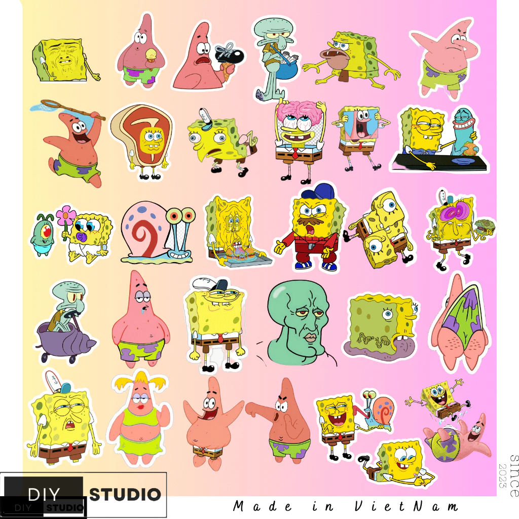 100 Chiếc Hoạt Hình Dễ Thương Q-Version SpongeBob SquarePants Patrick Dán Cho Laptop Notebook Decal hoạt hình bọt biển