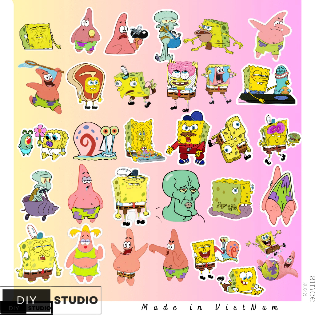 100 Chiếc Hoạt Hình Dễ Thương Q-Version SpongeBob SquarePants Patrick Dán Cho Laptop Notebook Decal hoạt hình bọt biển