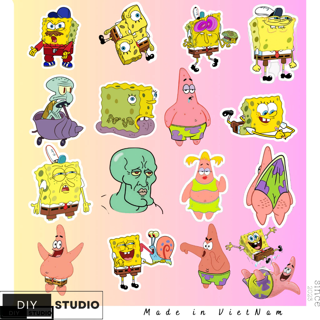 100 Chiếc Hoạt Hình Dễ Thương Q-Version SpongeBob SquarePants Patrick Dán Cho Laptop Notebook Decal hoạt hình bọt biển