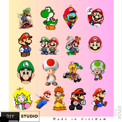 100 Sticker Super Mario trang trí mũ bảo hiểm điện thoại máy chơi game chống nước cực tốt
