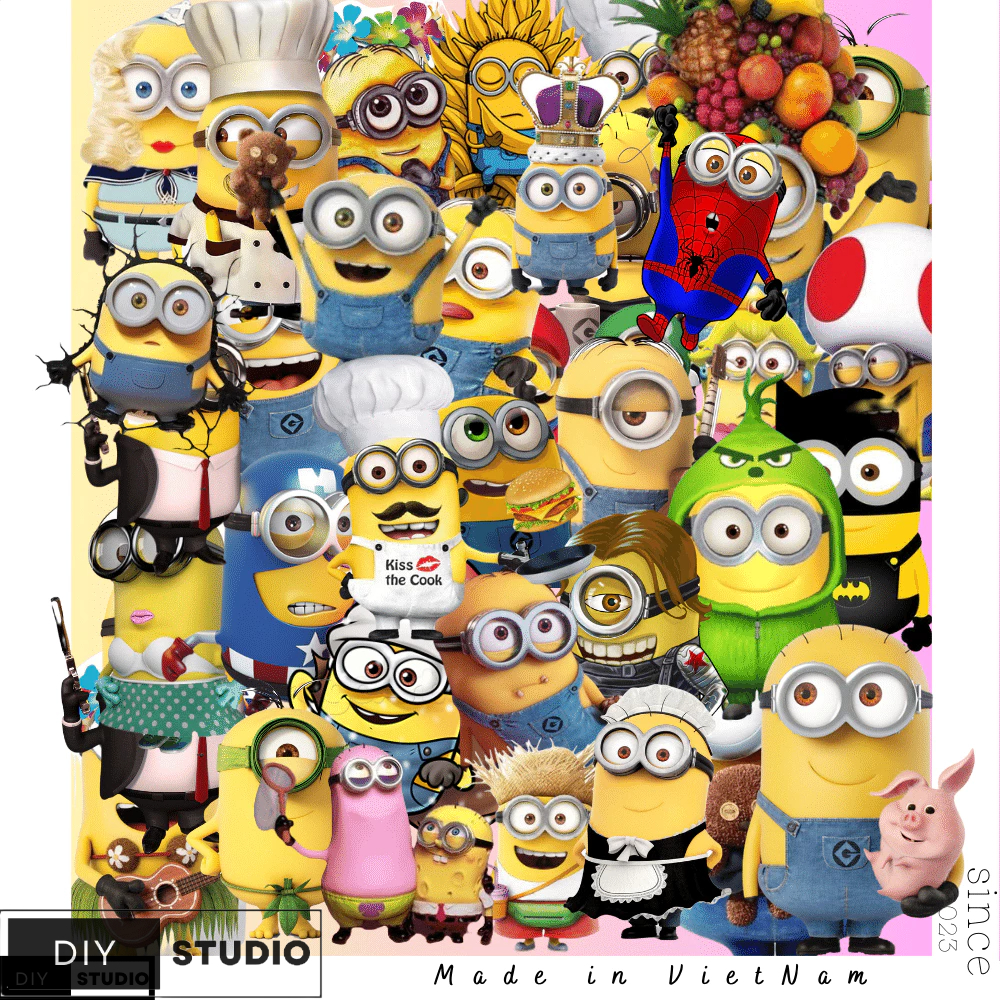 100 Sticker Minions seri kẻ cướp mặt trăng trang trí vali laptop điện thoại