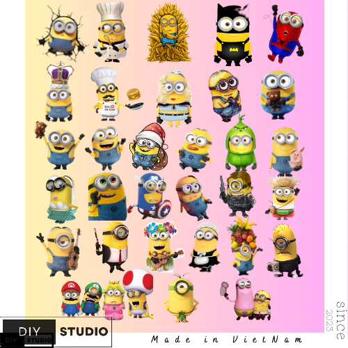 100 Sticker Minions seri kẻ cướp mặt trăng trang trí vali laptop điện thoại